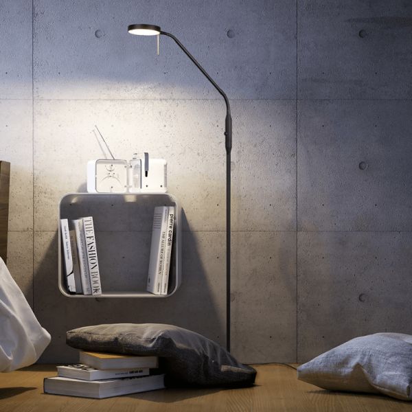 Flexo de pie LED Monza negro flexible ambiente