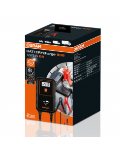 Cargador Inteligente para Coche o Camión 12V y 24V de 8A BATTERYcharge 908 OEBCS908 4052899620544 Osram | LeonLeds