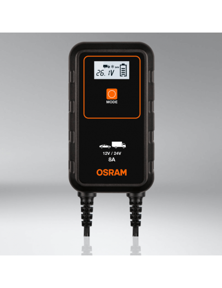 Chargeur Intelligent pour Voiture ou Camion 12V et 24V 8A BATTERYcharge 908 OEBCS908 4052899620544 Osram | leonleds
