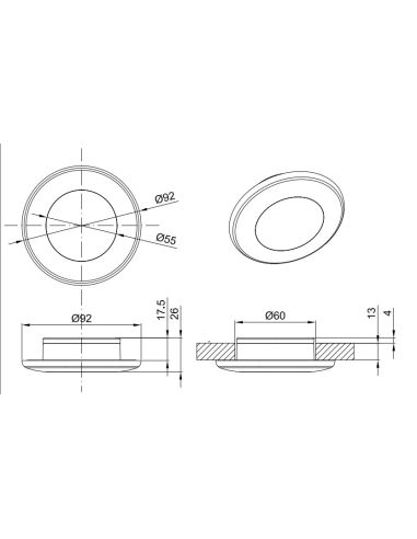 Lampe à encastrer d'intérieur Blanc Gris Or FT-046 BS ZL 4000K BLANC NATUREL Multivoltage | leonleds
