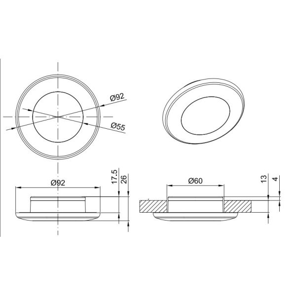 Candeeiro de encastrar para interior Branco Cinzento Dourado FT-046 BS ZL 4000K BRANCO NATURAL Multivoltagem | leonleds