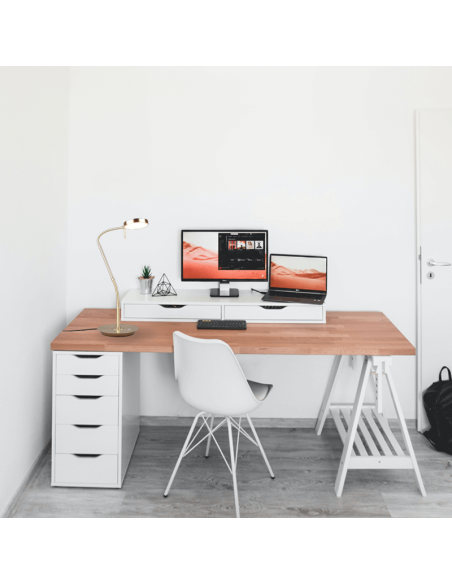 Lámpara de mesa LED de estudio Monza bronce mate ambiente
