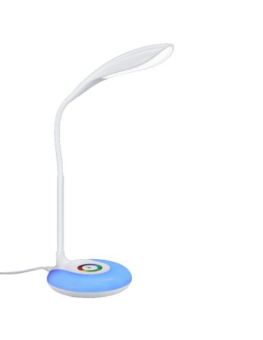 Flexo de mesa LED Krait blanco con luz regulable RGB multicor