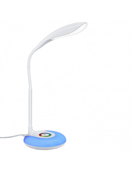 Flexo de mesa LED Krait blanco con luz regulable RGB multicor