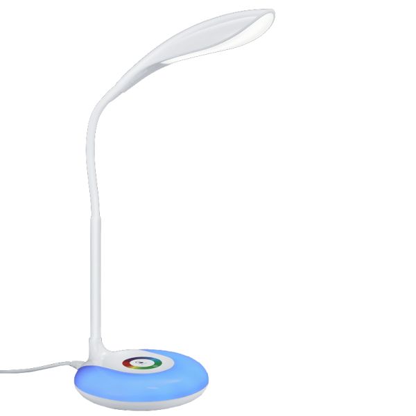 Flexo de mesa LED Krait blanco con luz regulable RGB multicor