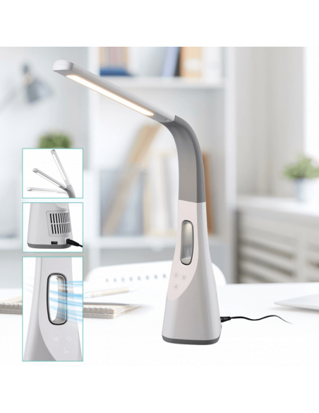 Candeeiro de mesa ajustável Vento LED com ventilador de ar ambiente