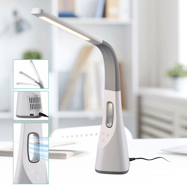 Lampe de table LED Vento réglable avec ventilateur d'air ambiant