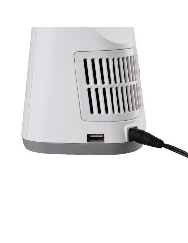 Lampe de table LED Vento réglable avec ventilateur et prise USB