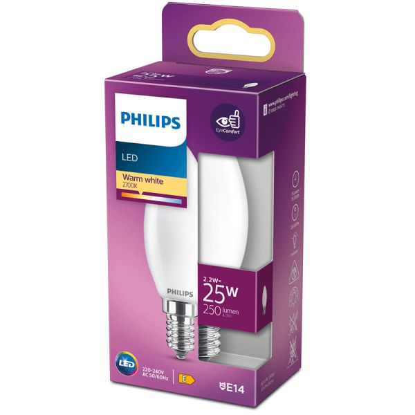 Bombilla LED E14 2,2W B35 Philips Vela Philips 8718699763374 | LeonLeds