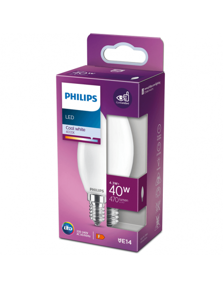 Ampoule LED E14 4,3W - 40W B35 Bougie Classique 8718699762650 Philips | leonleds