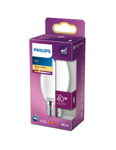 Bombilla LED E14 4.3W - 40W B35 Vela Classic 8718699763398 Philips | LeonLeds
