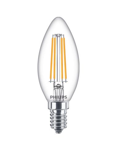 Lâmpada E14 LED 6,5W - 60W Vela Filamentos Philips | leonleds