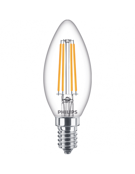 Bombilla E14 LED 6.5W - 60W Vela Filamentos Philips | LeonLeds