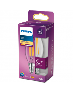 Bombilla E14 LED 6.5W - 60W Vela Filamentos 8718699762193 Philips | LeonLeds