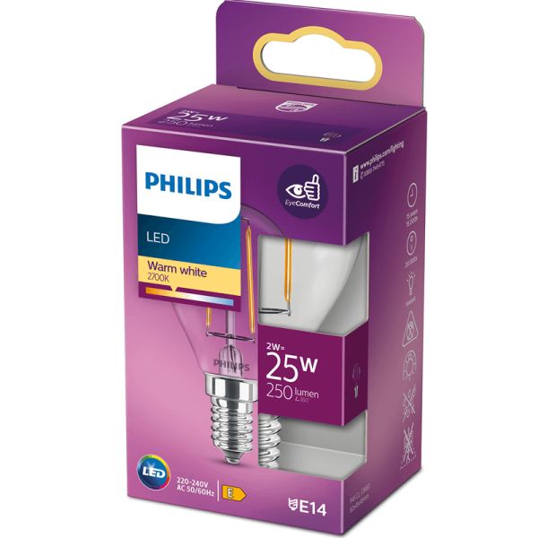 Bombilla LED esférica de filamento 2,2W - 25W P45 8718699763411 Philips | LeonLeds