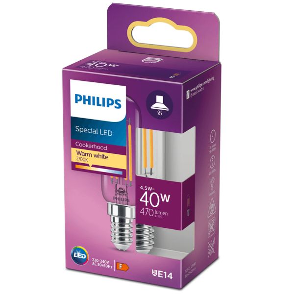 Bombilla LED E14 T25L 4.5W - 40W 2700K especial extractor 8718699783358 Philips | LeonLeds