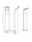 Baliza de pie LED exterior moderna Pearl medidas
