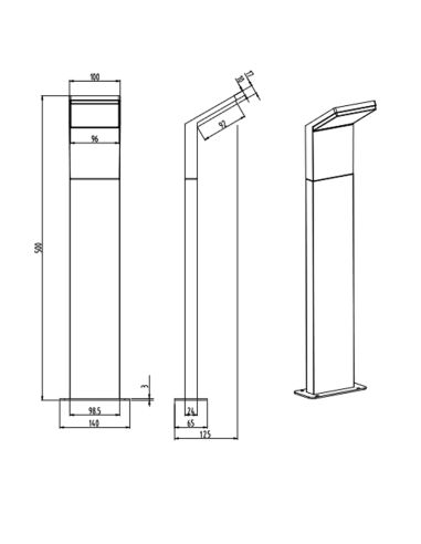 Baliza de pie LED exterior moderna Pearl medidas