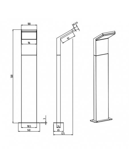 Moderno farol de piso LED para exteriores Medidas de pérola