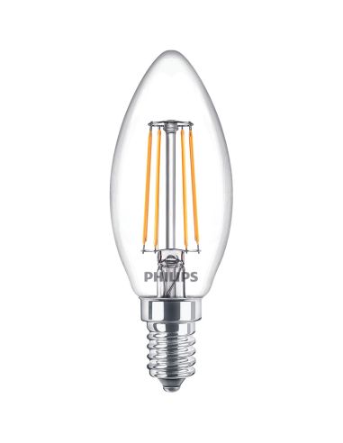 Lâmpada LED E14 4,3W - 40W Filamentos de Vela Pack 6 Unidades 2.700K 8718696775035 Philips | leonleds