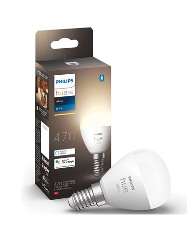 Bombilla LED esferíca inteligente Hue 470Lm 5,7w 2.700K Compatible con Alexa Google Home Philips | LeonLeds
