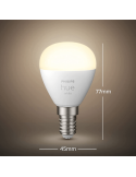 Dimensiones Bombilla LED esferíca inteligente Hue 470Lm 5,7w 2.700K Compatible con Alexa Google Home Philips | LeonLeds