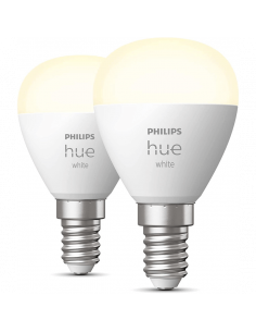 Pack 2 Bombillas LED esferíca inteligente Hue 470Lm 5,7w 2.700K Compatible con Alexa Google Home 8719514356696 | LeonLeds