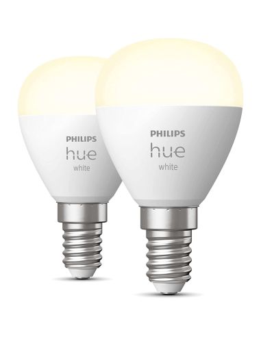 Pack 2 Bombillas LED esferíca inteligente Hue 470Lm 5,7w 2.700K Compatible con Alexa Google Home 8719514356696 | LeonLeds