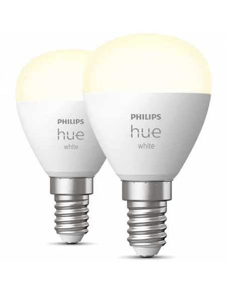 Pack 2 Bombillas LED esferíca inteligente Hue 470Lm 5,7w 2.700K Compatible con Alexa Google Home 8719514356696 | LeonLeds