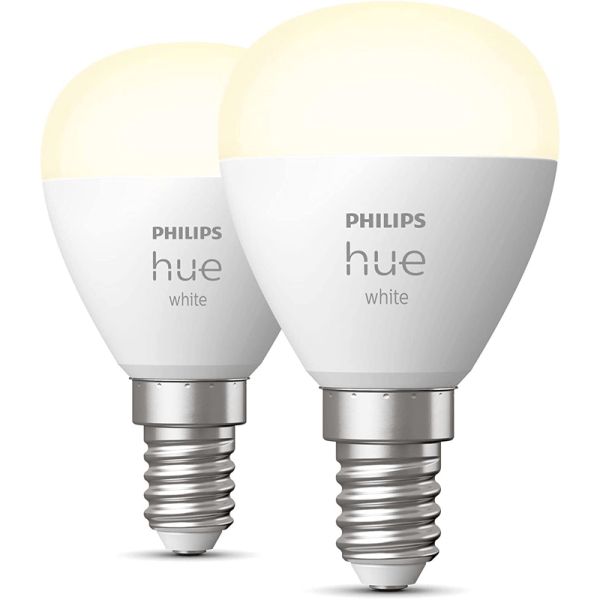 Pack 2 Bombillas LED esferíca inteligente Hue 470Lm 5,7w 2.700K Compatible con Alexa Google Home 8719514356696 | LeonLeds