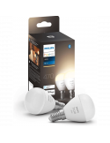 Pack 2 Bombillas LED esferíca inteligente Hue 470Lm 5,7w 2.700K Compatible con Alexa Google Home 8719514356696 | LeonLeds