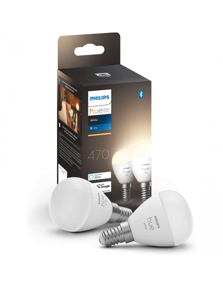 Pack 2 Bombillas LED esferíca inteligente Hue 470Lm 5,7w 2.700K Compatible con Alexa Google Home 8719514356696 | LeonLeds