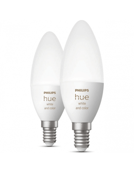 Pacote com 2 Lâmpadas LED Smart Candle 4W - 40W com Luz Branca e Colorida 8719514356610 Philips | leonleds