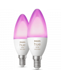 Pack de 2 Bombillas LED vela inteligente 4W - 40W con Luz Blanca y de Colores 8719514356610 Philips | LeonLeds