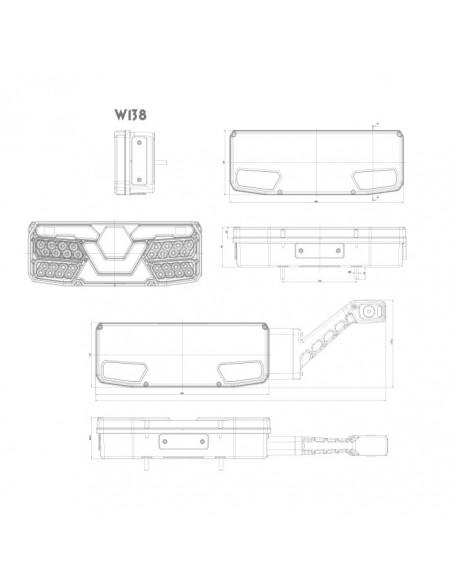 Luz traseira Can-Bus reflexiva Hexagonal Was Rigid truck 12V 24V com cabo | Leon Iluminação LED