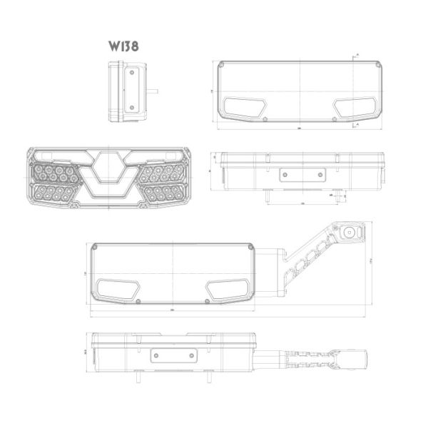Piloto Trasero Can-Bus reflectante Exagonal Was Camión rígido 12V 24V con cable | LeonLeds Iluminación