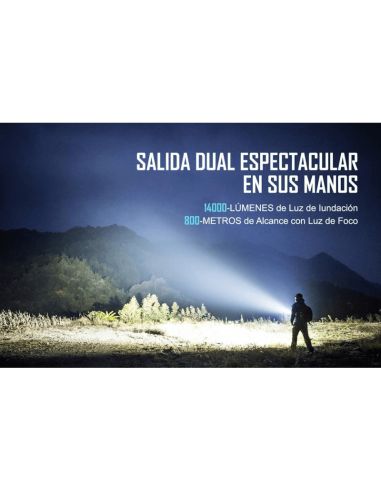 Caractéristiques de la lampe de poche LED Marauder 2 puissante à double sortie 14000 lm