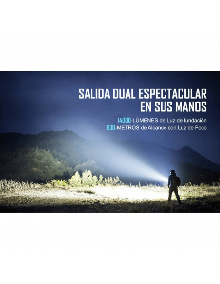 Linterna LED Marauder 2 salida dual potente 14000 lm características