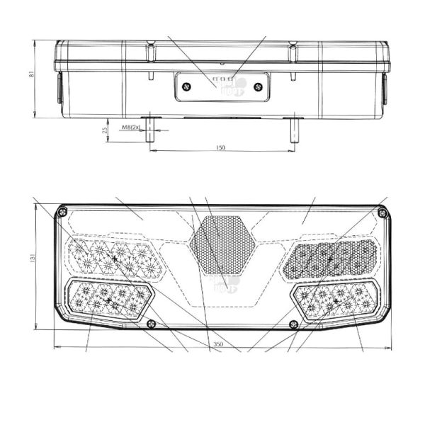 Piloto Trasero Can-Bus reflectante Exagonal Was Camión rígido 12V 24V con cable | LeonLeds Iluminación