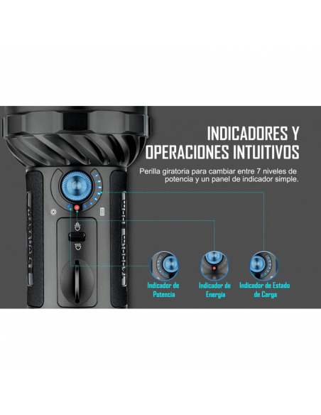 Linterna LED Marauder 2 salida dual potente 14000 lm indicador