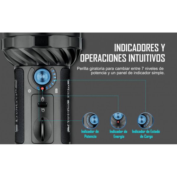 Linterna LED Marauder 2 salida dual potente 14000 lm indicador