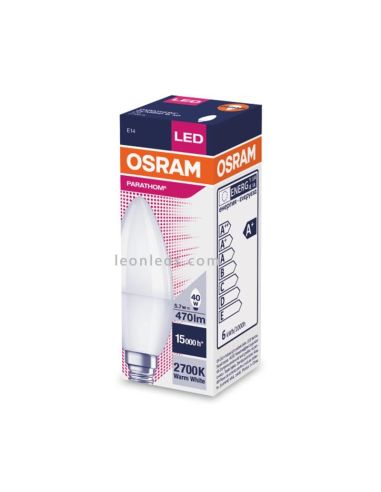 Osram Parathom Classic B E14 Vela 5.5W 827 Cálida Mate Equivalente 40W Bombilla LED de Vela embalaje | LeonLeds Iluminación