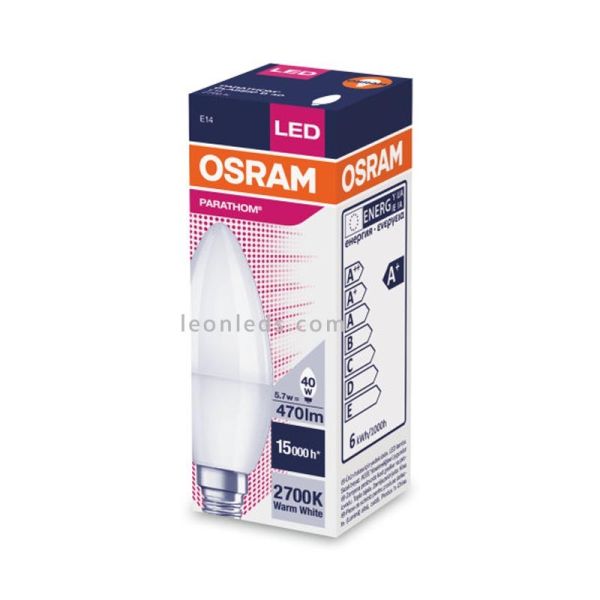 Osram Parathom Classic B E14 Vela 5.5W 827 Cálida Mate Equivalente 40W Bombilla LED de Vela embalaje | LeonLeds Iluminación