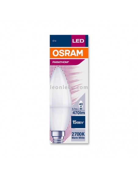 Osram Parathom Classic B E14 Vela 5.5W 827 Cálida Mate Equivalente 40W Bombilla LED  | LeonLeds Iluminación