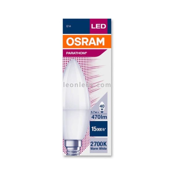 Osram Parathom Classic B E14 Vela 5.5W 827 Cálida Mate Equivalente 40W Bombilla LED  | LeonLeds Iluminación