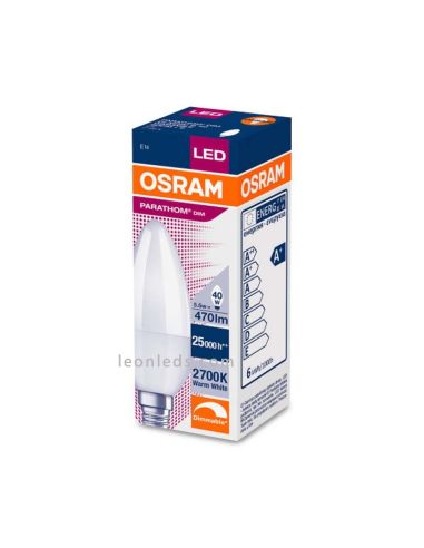 Osram Parathom Classic B E14 Vela 5.5W Regulable Equivalente 40W Bombilla LED embalaje| LeonLeds Iluminación