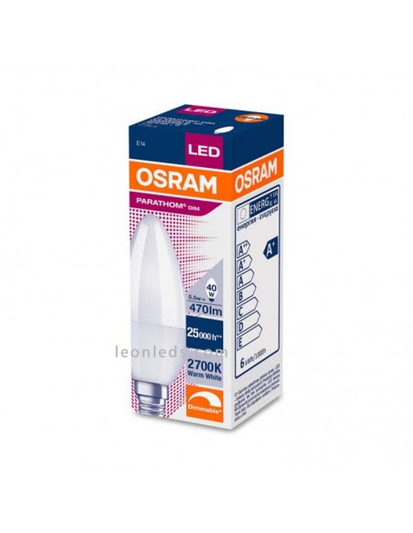 Osram Parathom Classic B E14 Vela 5.5W Regulable Equivalente 40W Bombilla LED embalaje| LeonLeds Iluminación