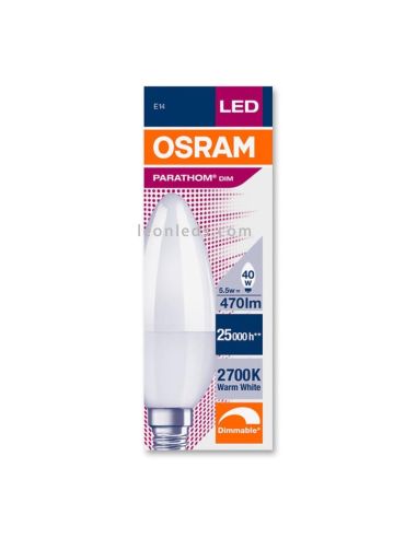 Osram Parathom Classic B E14 Vela 5W Regulable Equivalente 40W Bombilla LED Vela | LeonLeds Iluminación
