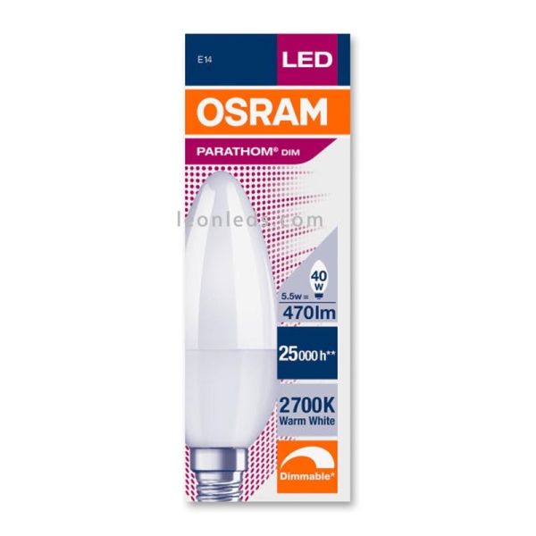 Osram Parathom Classic B E14 Vela 5W Regulable Equivalente 40W Bombilla LED Vela | LeonLeds Iluminación