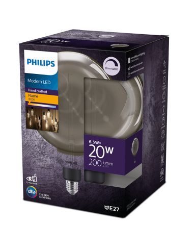 Ampoule LED Large Globe G200 Effet miroir dimmable Smoky 6,5W - 20W, 200Lm 1 800K Philips | leonleds